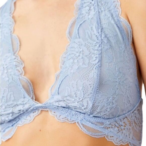 NWT Free People Last Dance Lace Halter Bralette XS Soft Sea Feminine Blue Chic - Picture 6 of 13